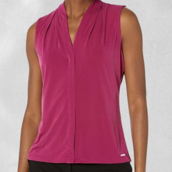 Calvin Klein Fuchsia Sleeveless Blouse XL Worn Once Like New - Picture 3 of 16